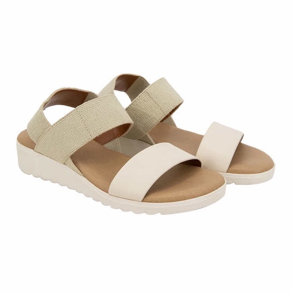 Kensie Shoes - Kensie Beige and Cream Elastic Strap Sandals